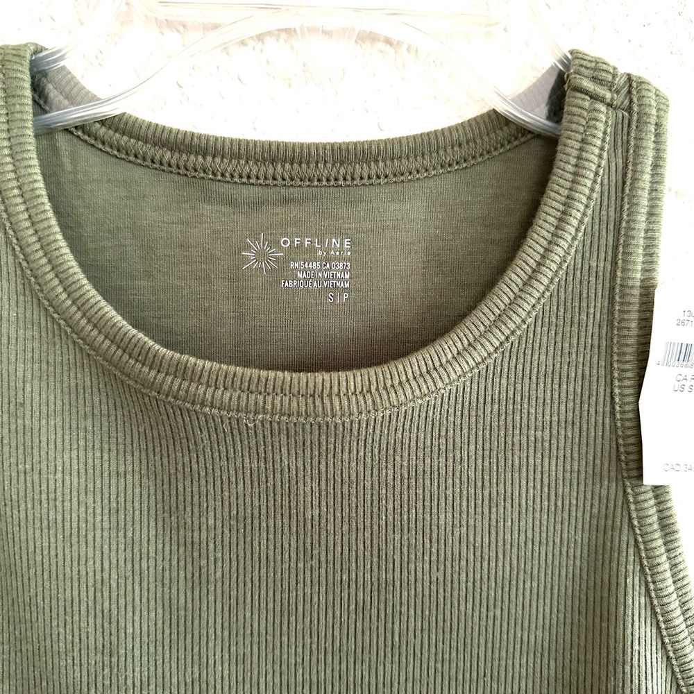 Aerie Offline  Green Ribbed Soft Crop High Neck Tank Top - Picture 4 of 5